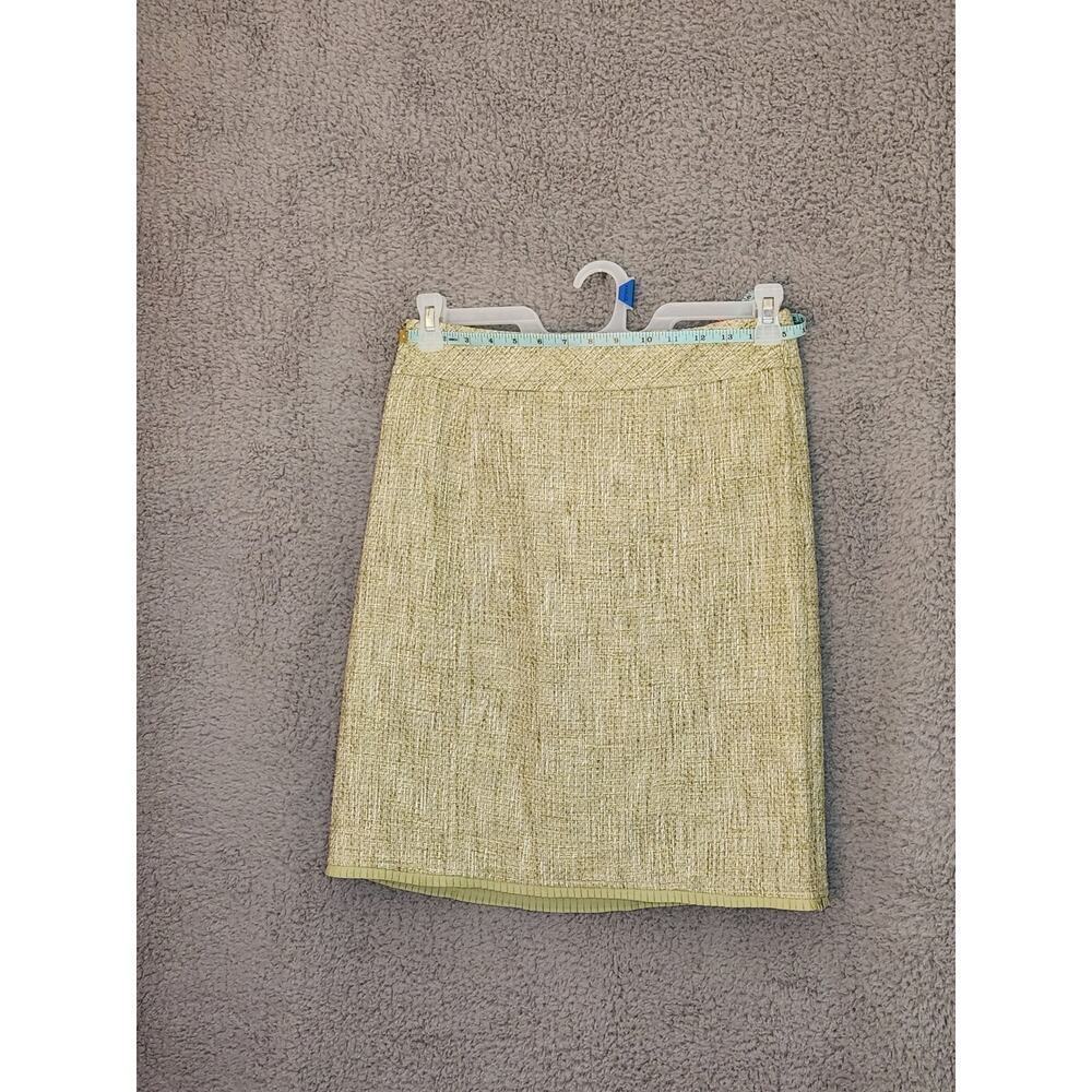 NWT Anne Taylor Light Green Tweed Lined Pencil Pleated Skirt 6P